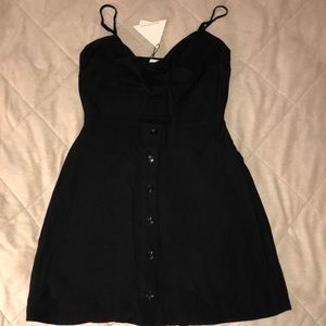 Lost and Wander Black Double Tie Mini Dress